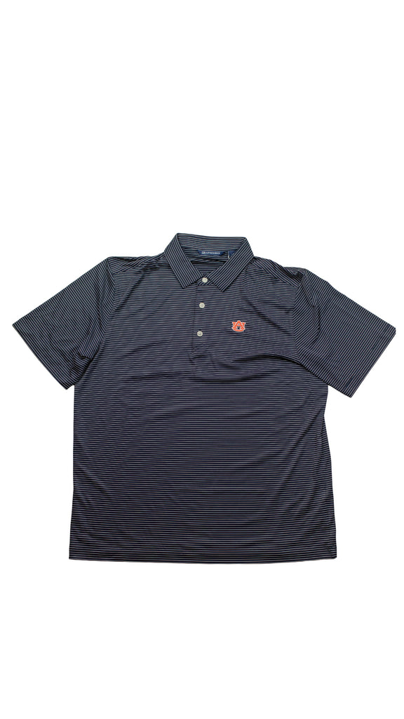 Auburn Tigers Forge Eco Fine Line Stripe Stretch Recycled Mens Polo - Auburn Logo