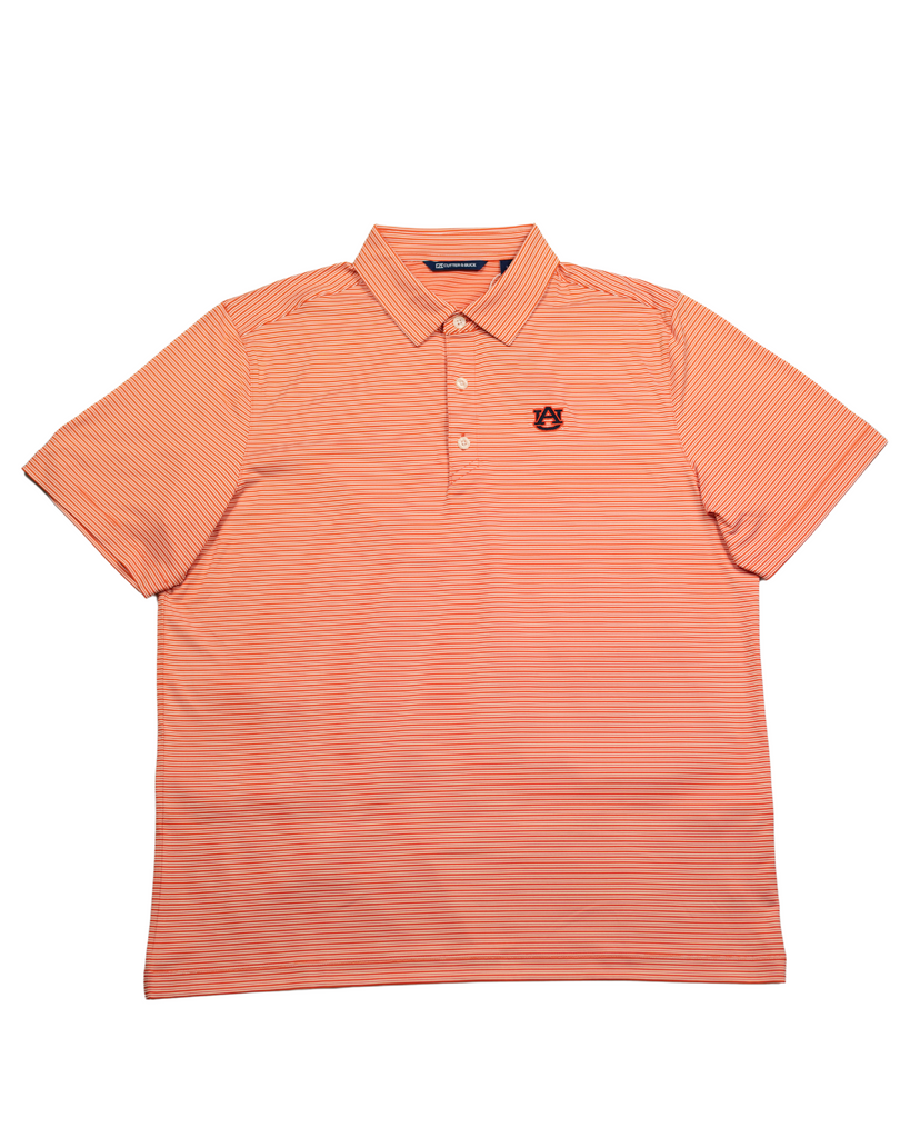 Auburn Tigers Forge Eco Double Stripe Stretch Recycled Mens Polo - Auburn Logo
