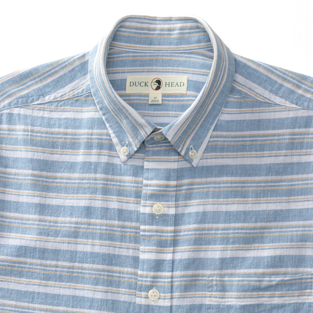 Duckhead SS Linen Cotton Oxford Woodruff Stripe Shirt