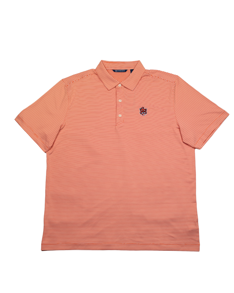 Auburn Tigers Forge Eco Fine Line Stripe Stretch Recycled Mens Polo - Sailor Aubie Logo