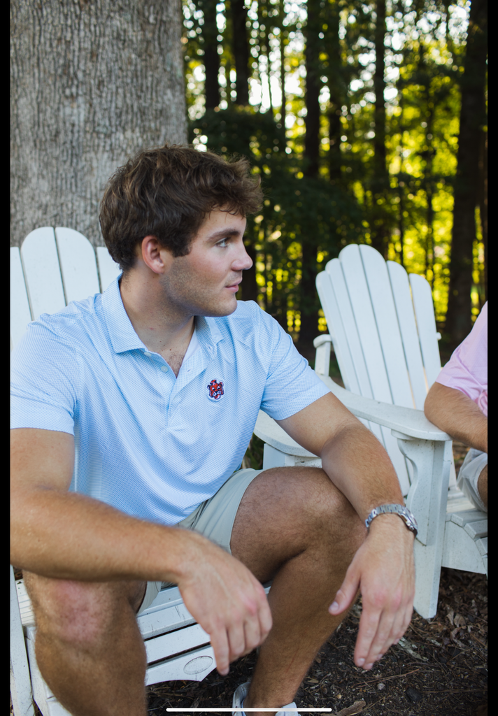 Auburn Tigers Pike Eco Symmetry Print Stretch Recycled Mens Polo - Sailor Aubie Logo