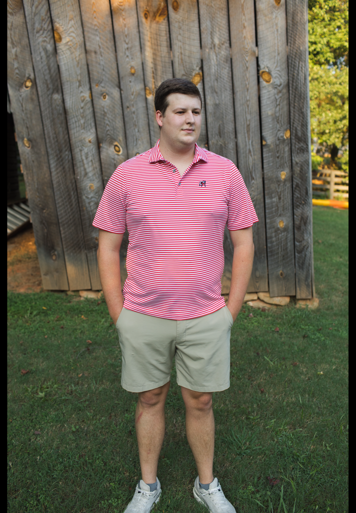 Georgia Bulldogs Virtue Eco Pique Stripe Recycled Mens Polo