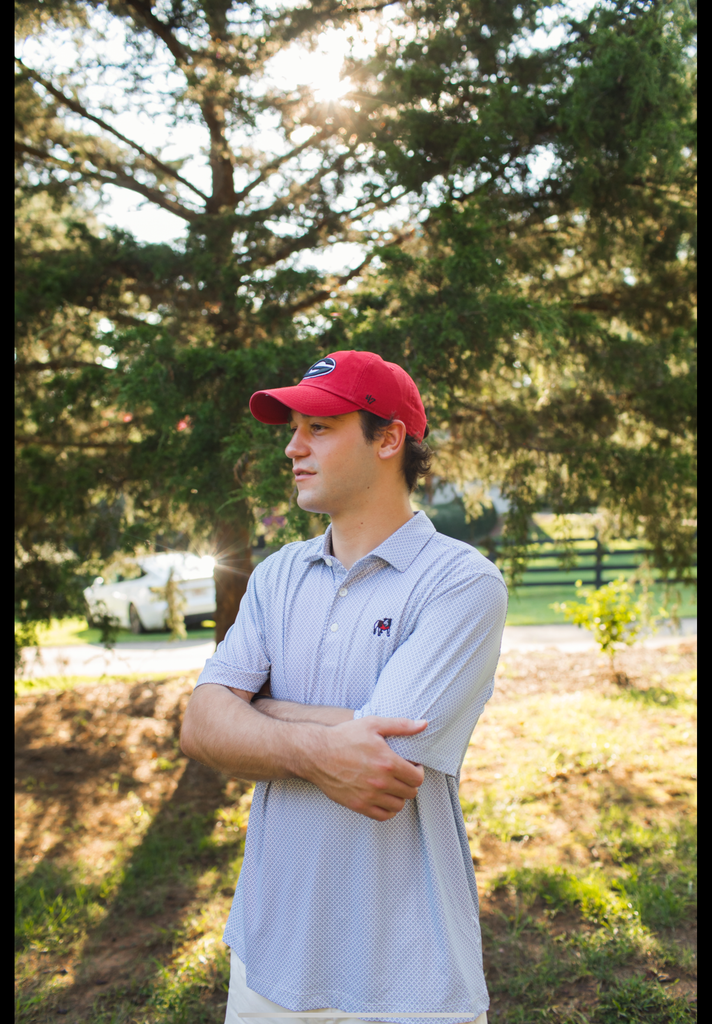 Georgia Bulldogs Pike Eco Diamond Dot Print Recycled Mens Polo