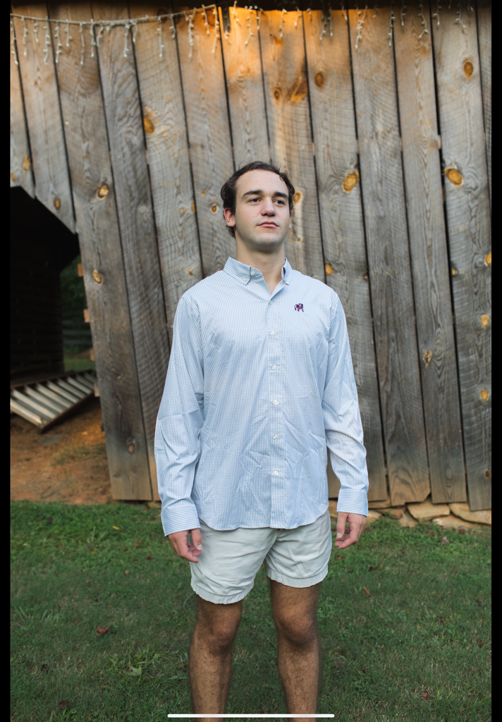 Georgia Bulldogs Skyline Eco Gingham Button Down Shirt