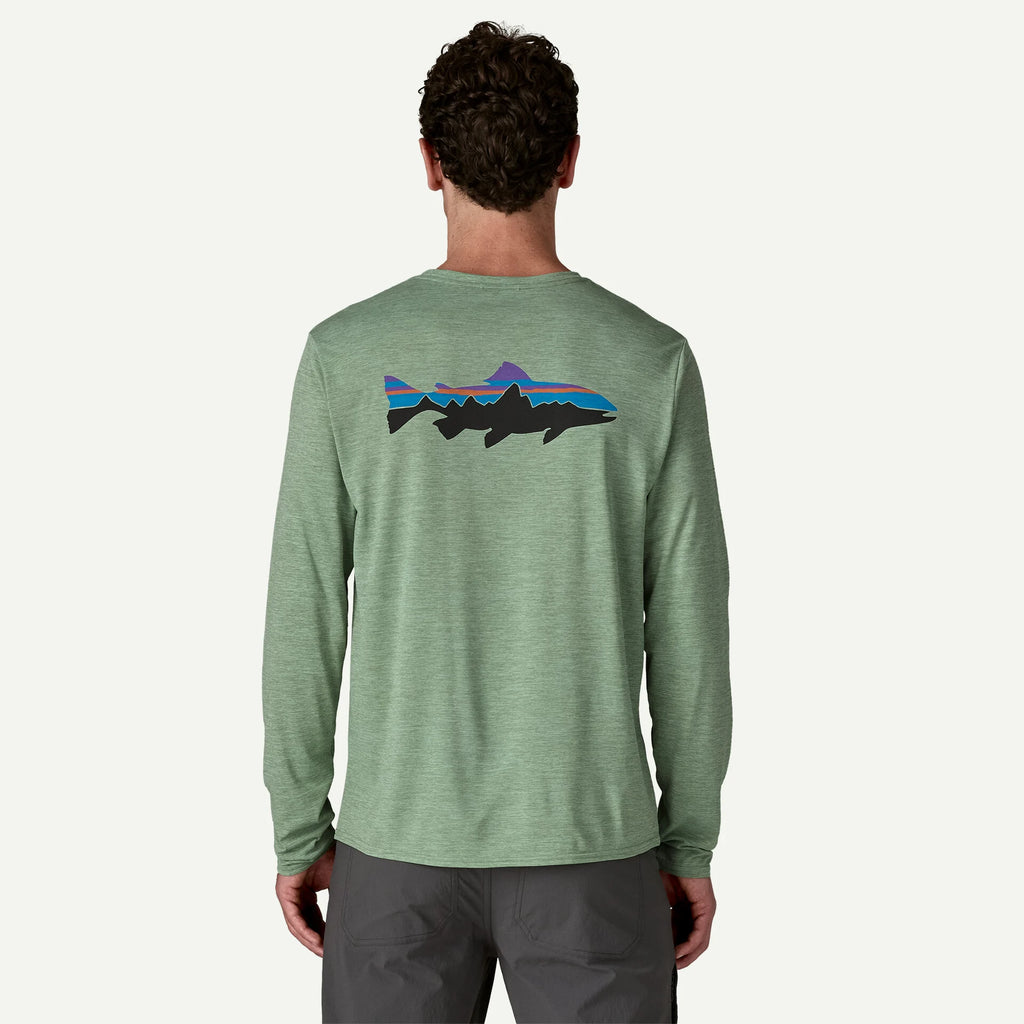 Men’s Long Sleeve Cap Cool Daily Graphic Shirt- Waters