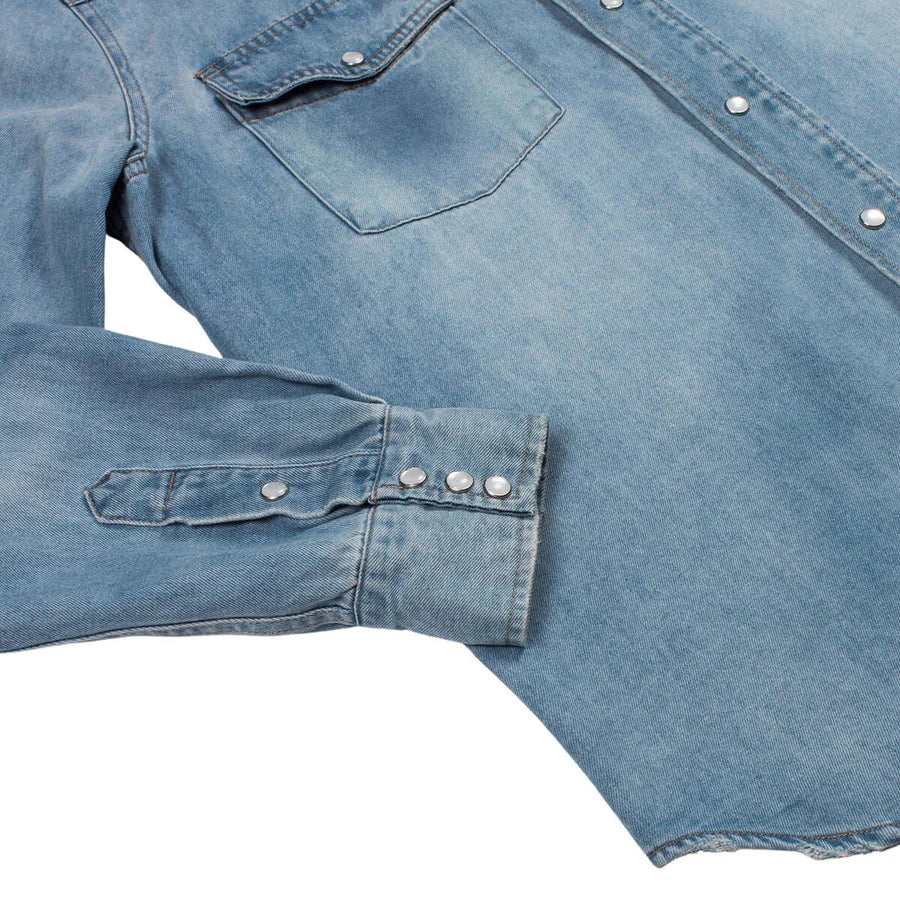 The Wyatt Pearl Snap Long Sleeve Denim Shirt