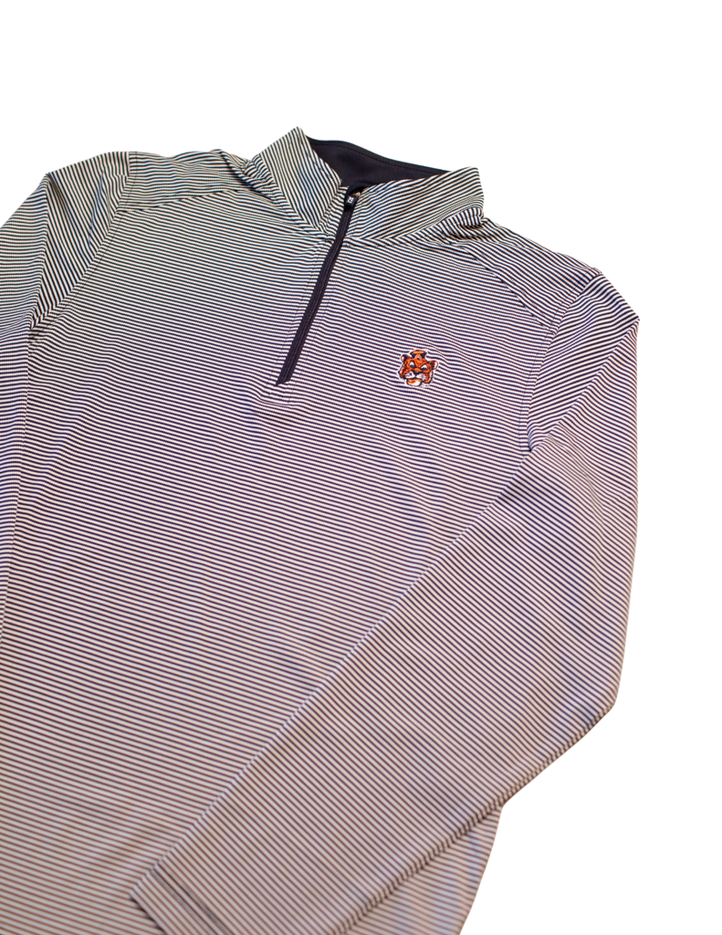 Cutter & Buck Auburn Tigers Virtue Eco Micro Stripe Quarter Zip - Sailor Aubie Logo