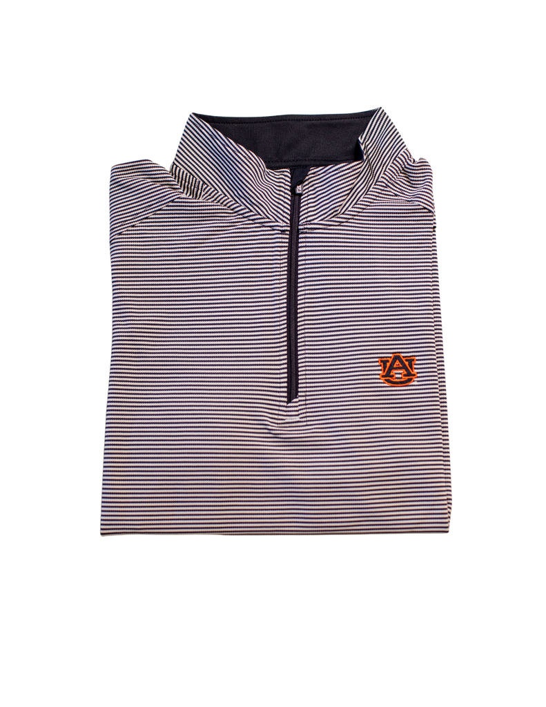 Cutter & Buck Auburn Tigers Virtue Eco Micro Stripe Quarter Zip - Auburn Logo