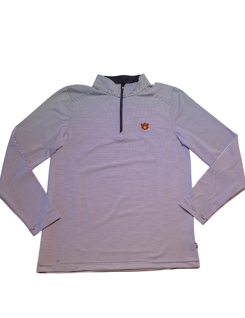 Cutter & Buck Auburn Tigers Virtue Eco Micro Stripe Quarter Zip - Auburn Logo