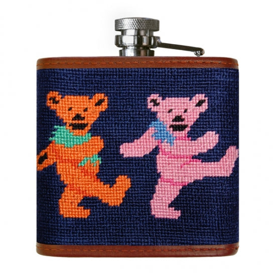 Dancing Bears- Needlepoint Flask